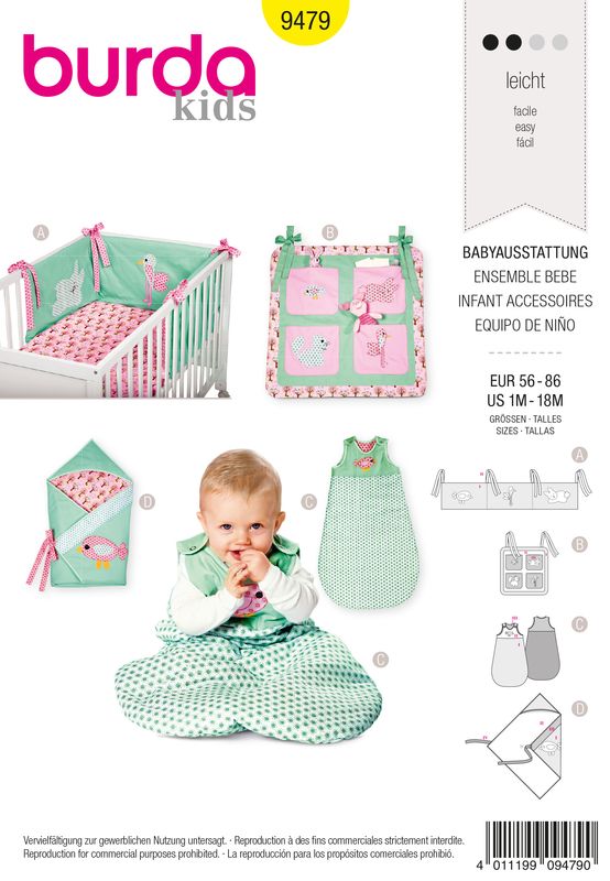 👶 Burda Kids 9479 – Babytillbehör &amp; Sovpåse (stl 56–86)