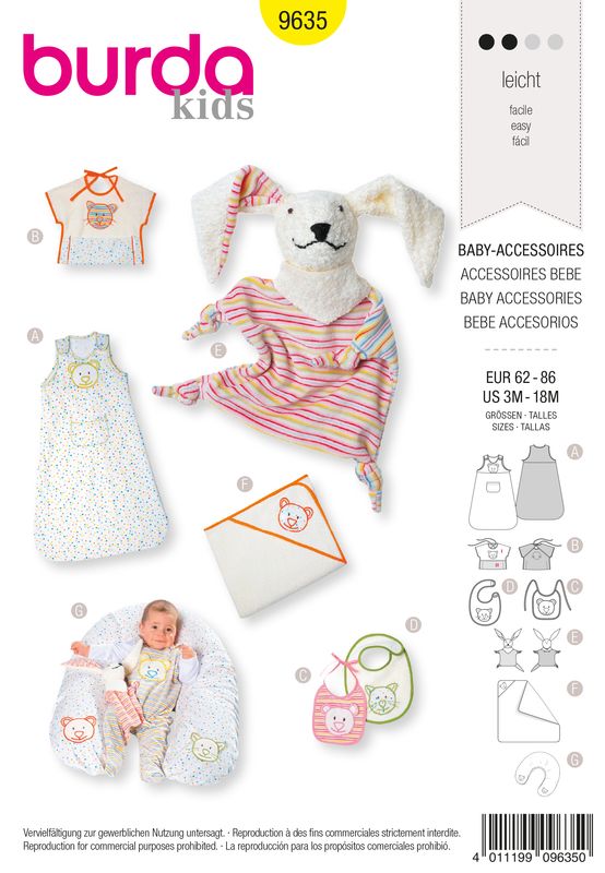 👶 Burda Kids 9635 – Babyutstyr &amp; Tillbehör (stl 62–86)