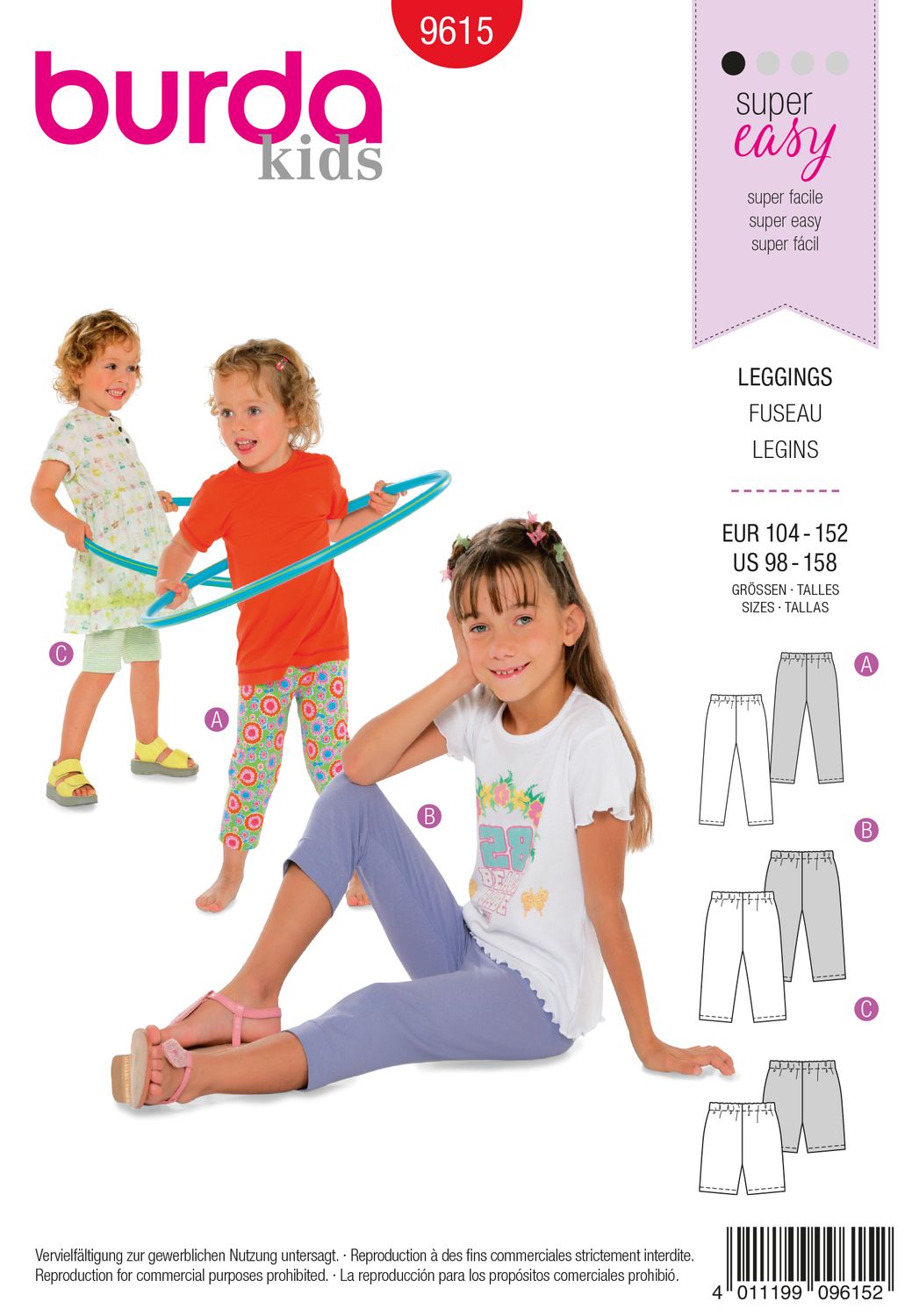 👖 Burda Kids 9615 – Leggings för Barn (stl 104–158)