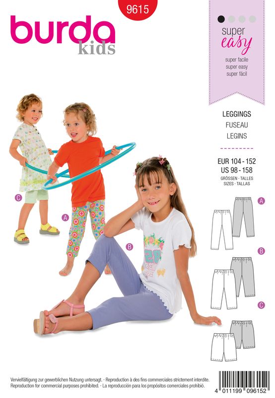 👖 Burda Kids 9615 – Leggings för Barn (stl 104–158)