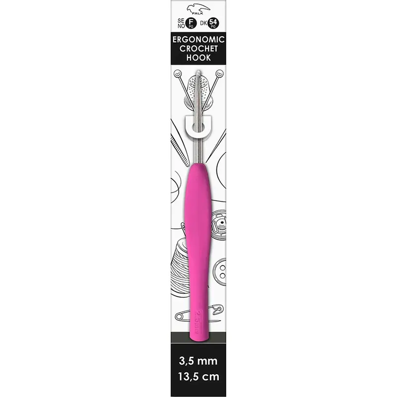 🧶 Falk Ergonomisk Virknål 13,5 cm – 3,5 mm