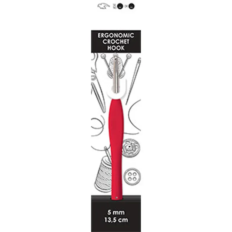 🧶 Falk Ergonomisk Virknål 13,5 cm – 5 mm