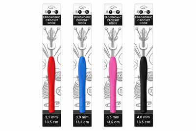 🧶 Falk Ergonomiska Virknålar 13,5 cm – Set med 4 storlekar (2,5–4 mm)