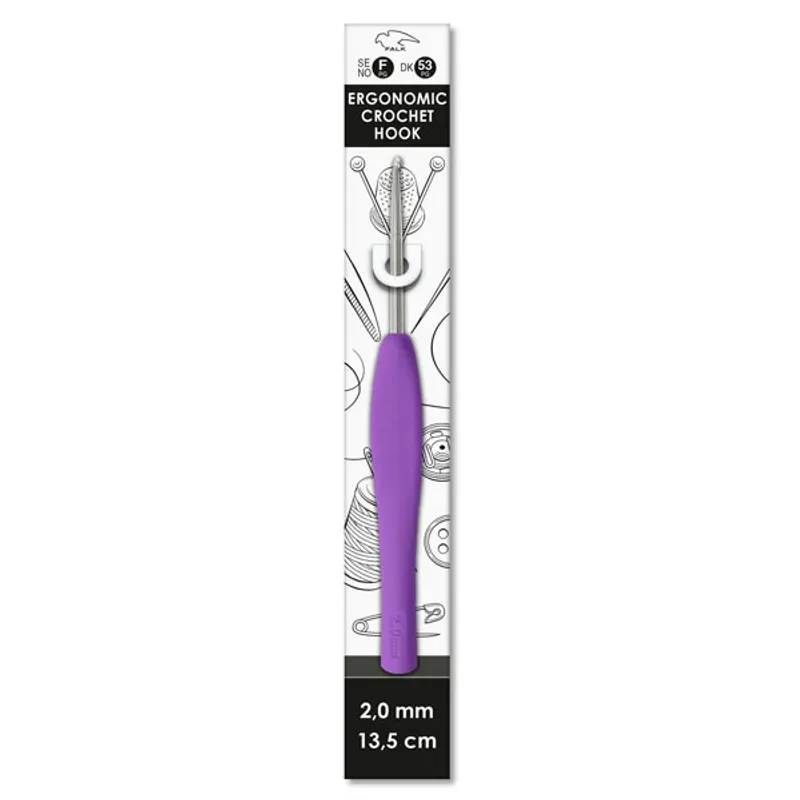 🧶 Falk Ergonomisk Virknål 13,5 cm – 2 mm
