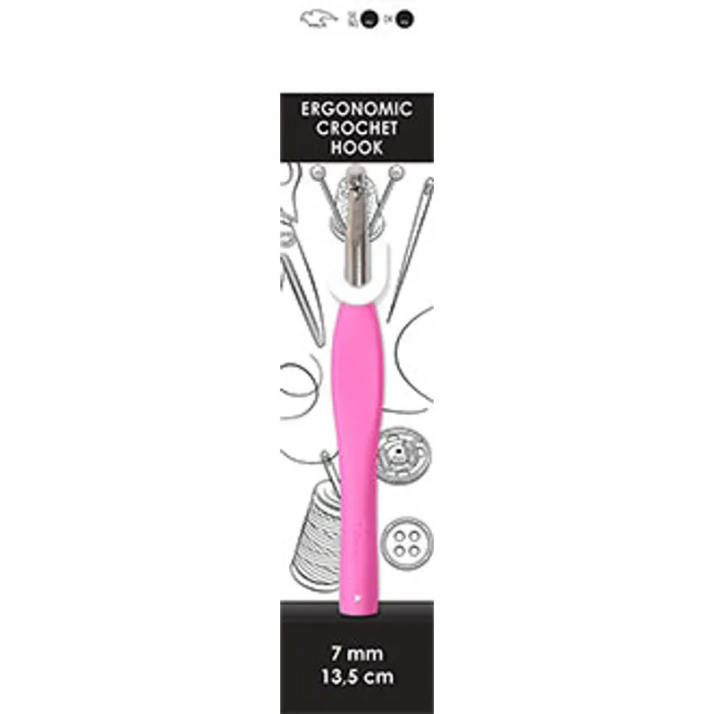 🧶 Falk Ergonomisk Virknål 13,5 cm – 7 mm