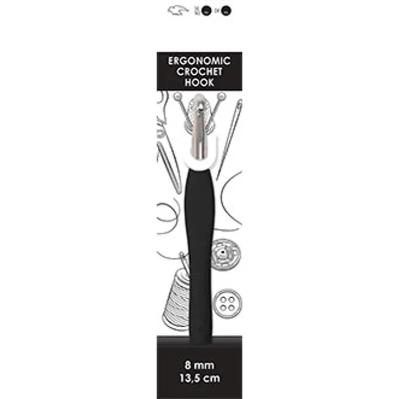 🧶 Falk Ergonomisk Virknål 13,5 cm – 8 mm