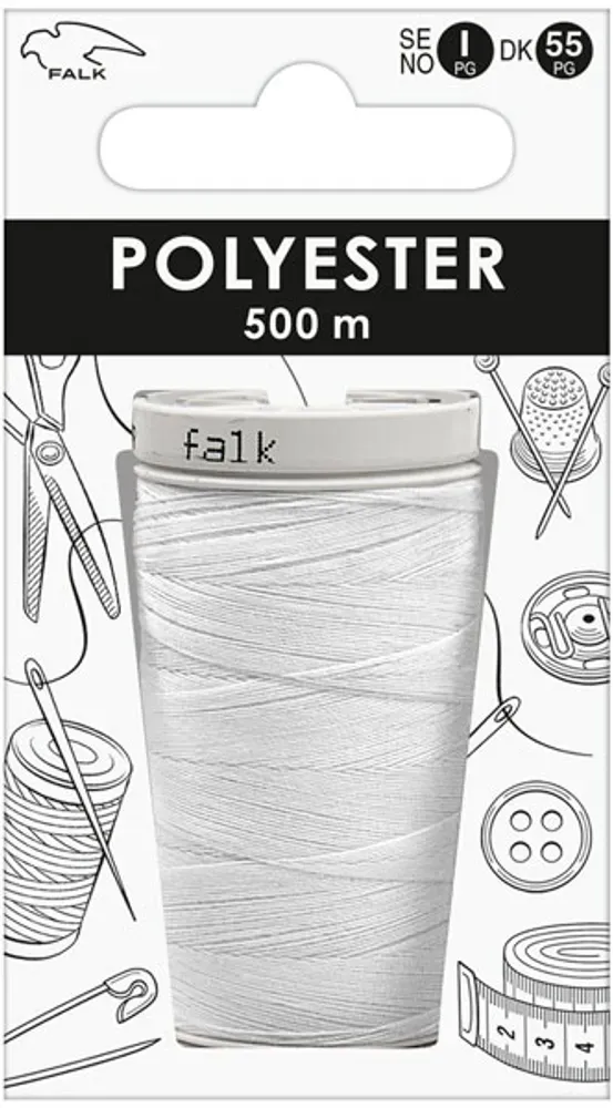 🧵 Falk Sytråd 100% Polyester 500 m – Vit