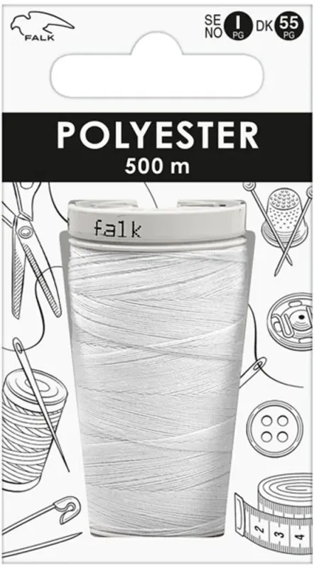🧵 Falk Sytråd 100% Polyester 500 m – Vit