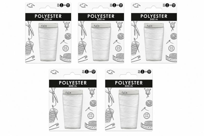 🧵 Falk Sytråd 100% Polyester 5 x 500 m – Vit