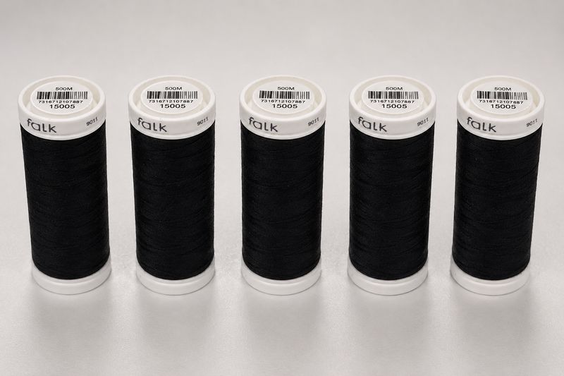🧵 Falk Sytråd 100% Polyester Svart 5 x 500 m – Storpack