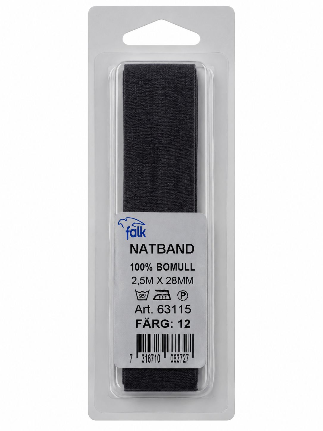 🧵 Falk Bomullsband 2,5 m x 28 mm – Svart