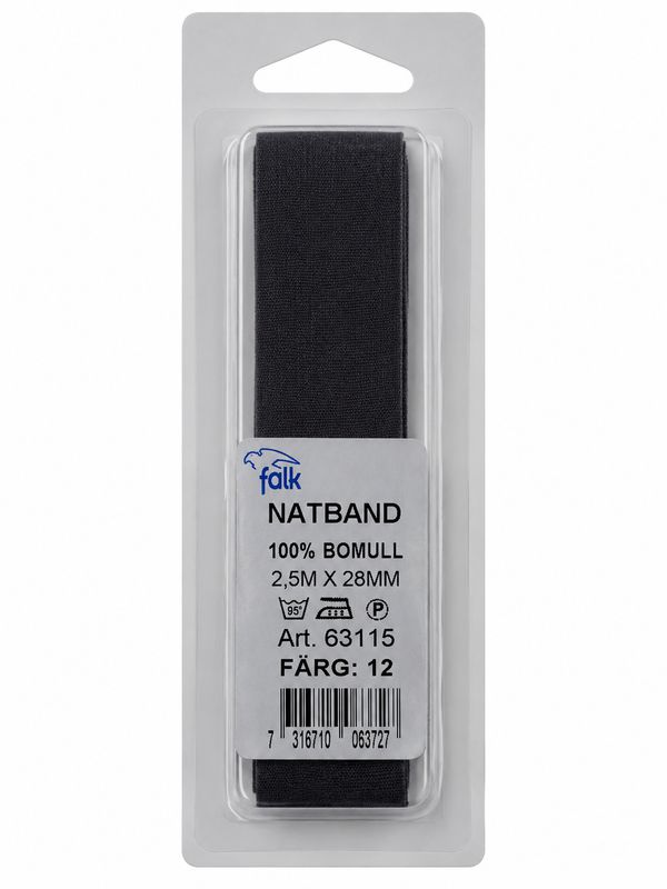 🧵 Falk Bomullsband 2,5 m x 28 mm – Svart 🧵 Falk Bomullsband 2,5 m x 28 mm – Svart