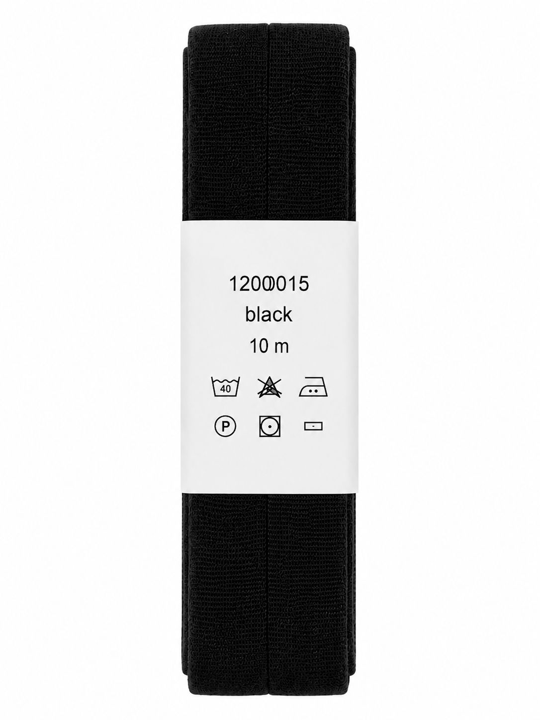 Bomullsband svart 15 mm – 10 m