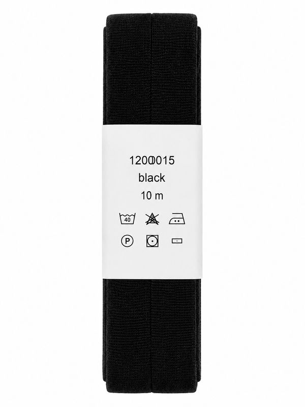 Bomullsband svart 15 mm – 10 m