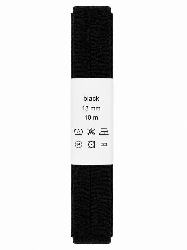 Bomullsband svart 13 mm – 10 meter
