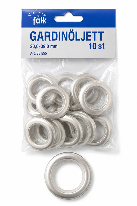 🪟 Falk Gardinöljetter Silver 23/39 mm – 10 st