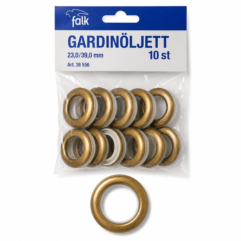 🪟 Falk Gardinöljetter Mässing 23/39 mm – 10 st