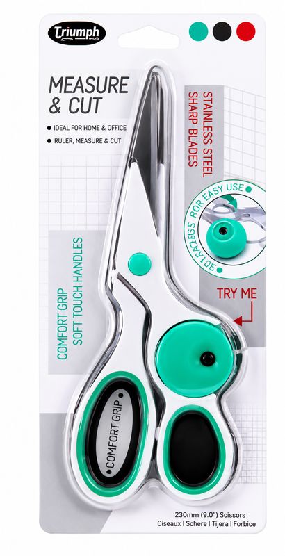 ✂️ Triumph Hushålls- och Sysax 22 cm med Måttband 150 cm – Grön (Outlet)
