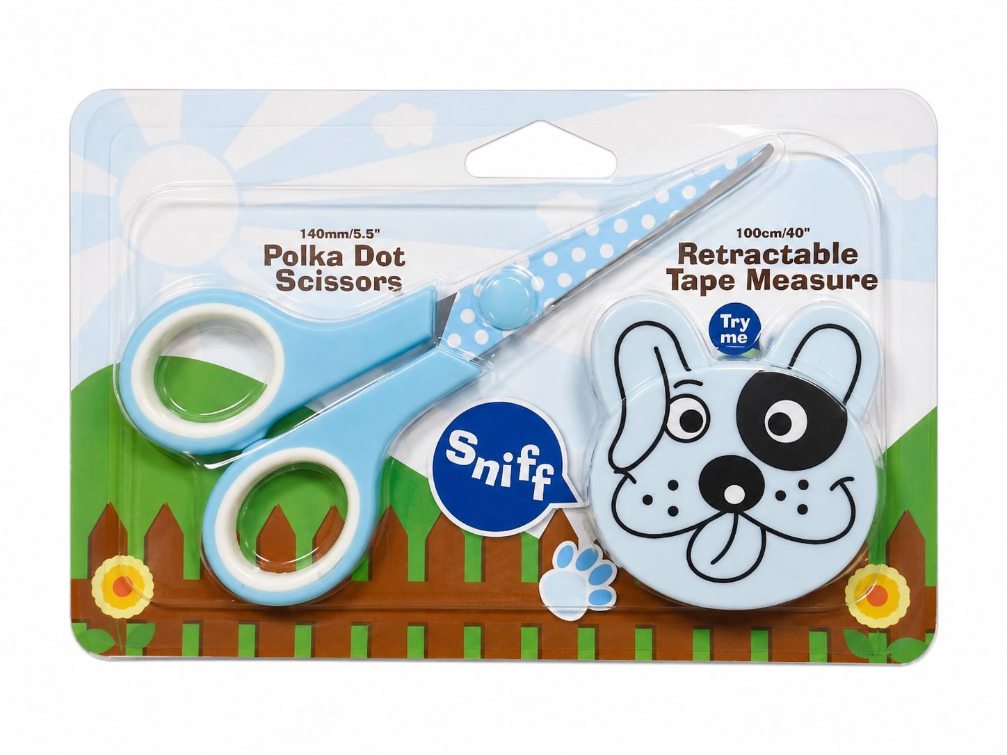 🐶 SewTasty Barnsax 14 cm med Måttband 100 cm – Blå
