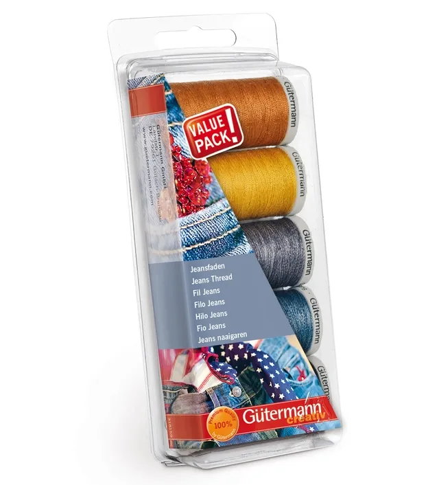 🧵 Gütermann Jeanstråd Value Pack – 5-pack