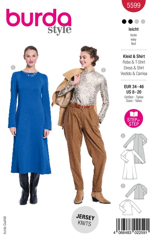 👗 Burda Style 5599 Klänning &amp; Shirt (34–46)