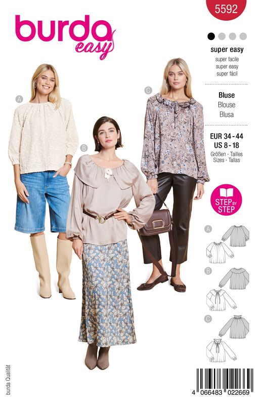 👚 Burda Easy 5592 Blus (34–44)