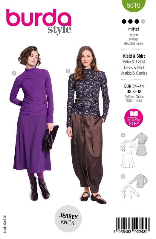 👗 Burda Style 5616 Jerseyklänning &amp; Långärmad Tröja (34–44)