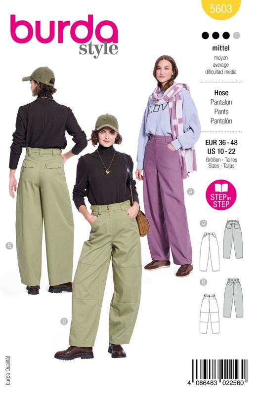 👖 Burda Style 5603 Barrelbyxor (36–48)