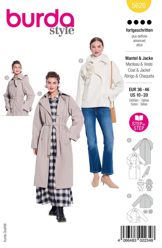 🧥 Burda Style 5620 Trenchcoat &amp; Kort Jacka (36–46)