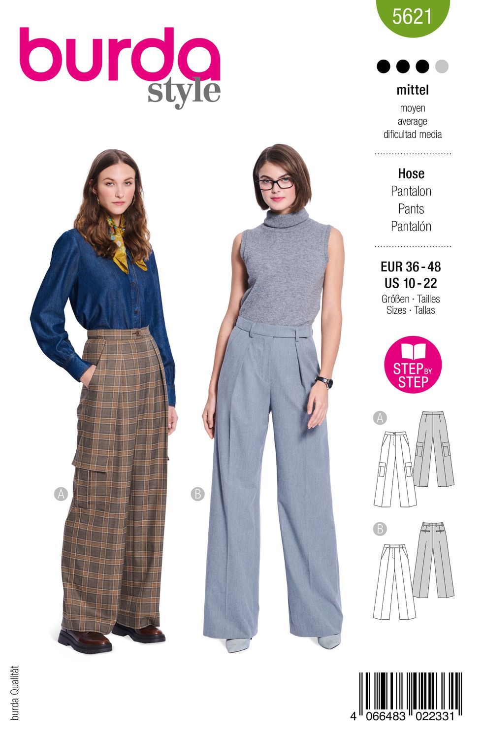 👖 Burda Style 5621 Vida Byxor med Pressveck (36–48)