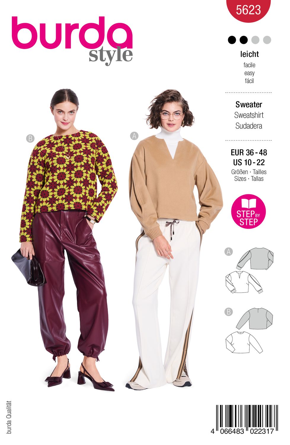 👕 Burda Style 5623 Långärmade Sweatshirts (36–48)
