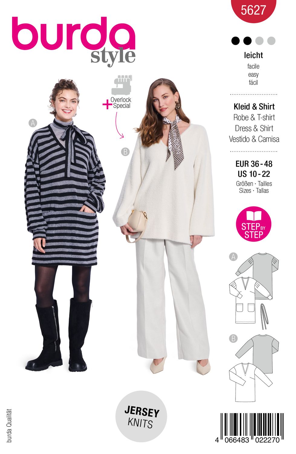👗 Burda Style 5627 Sweatklänning &amp; Lång Tröja (36–48)