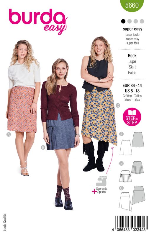 👗 Burda Easy 5660 Kjolar i 3 Längder (34–44)