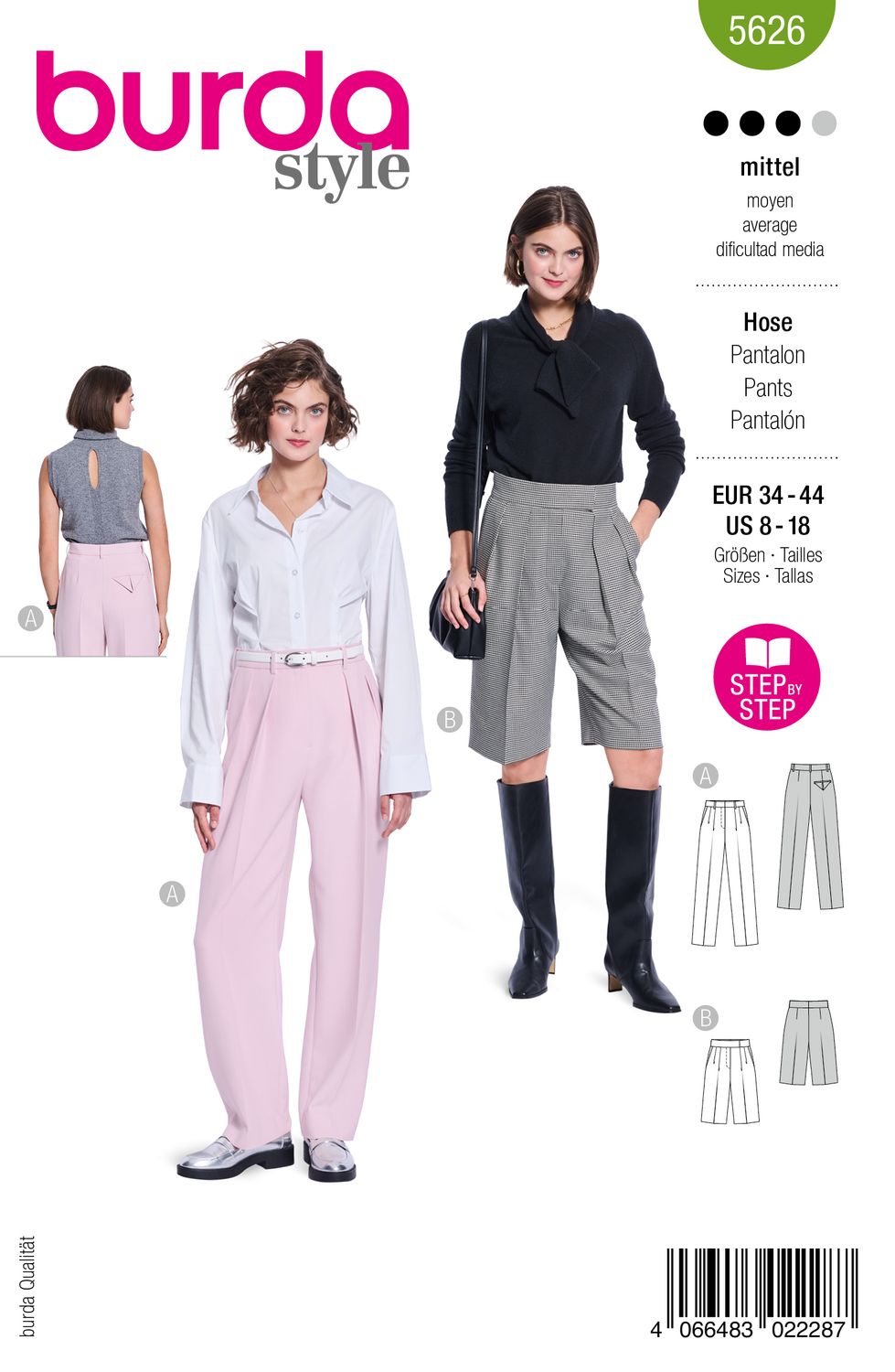 👖 Burda Style 5626 Byxor &amp; Bermudashorts med Pressveck (34–44)