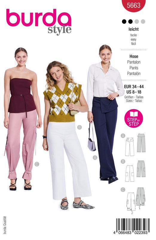 👖 Burda Style 5663 Byxor i 3 Modeller – Carolyn (34–44)