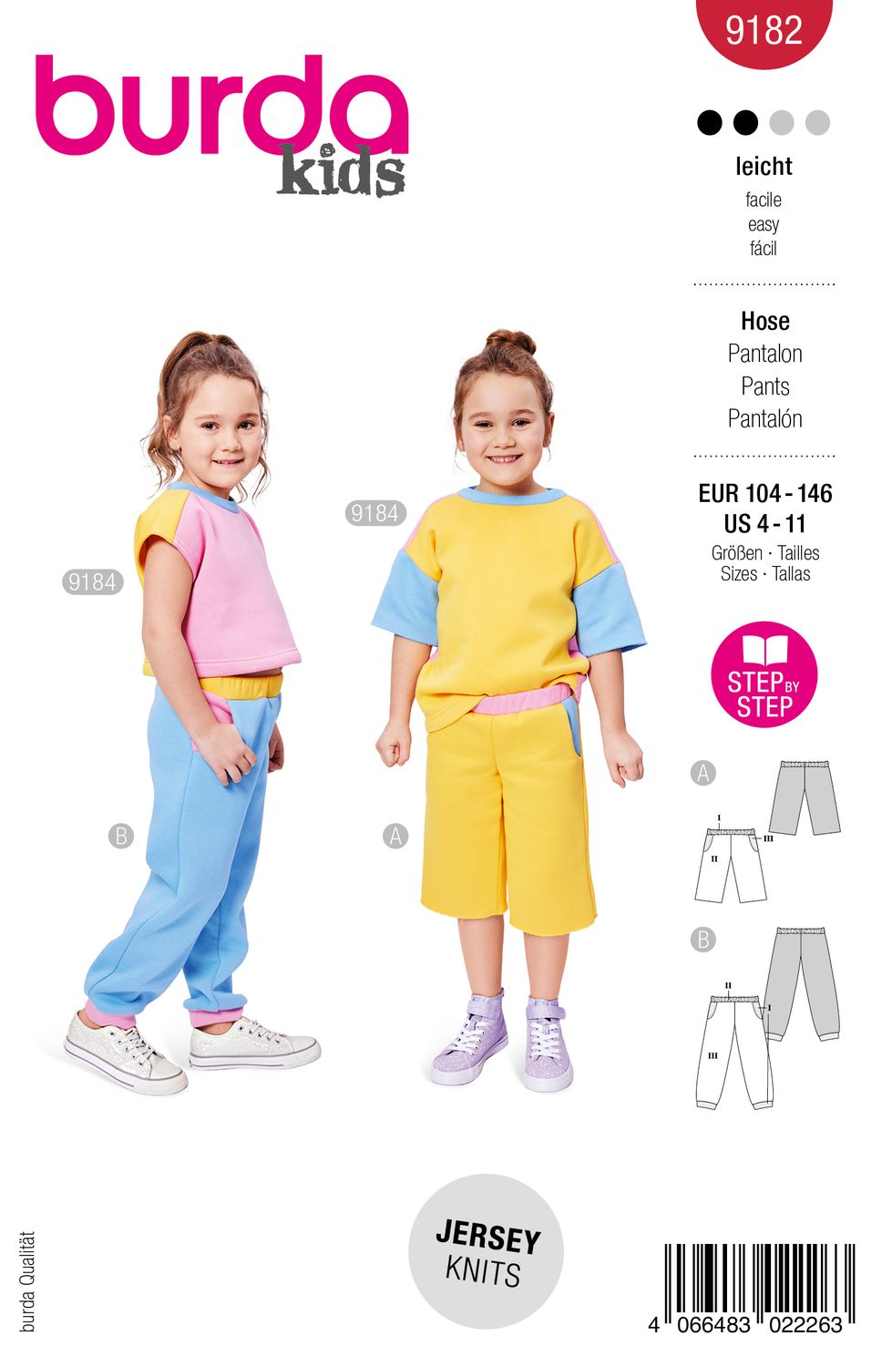 👖 Burda Kids 9182 Joggingbyxor &amp; Shorts (104–146)
