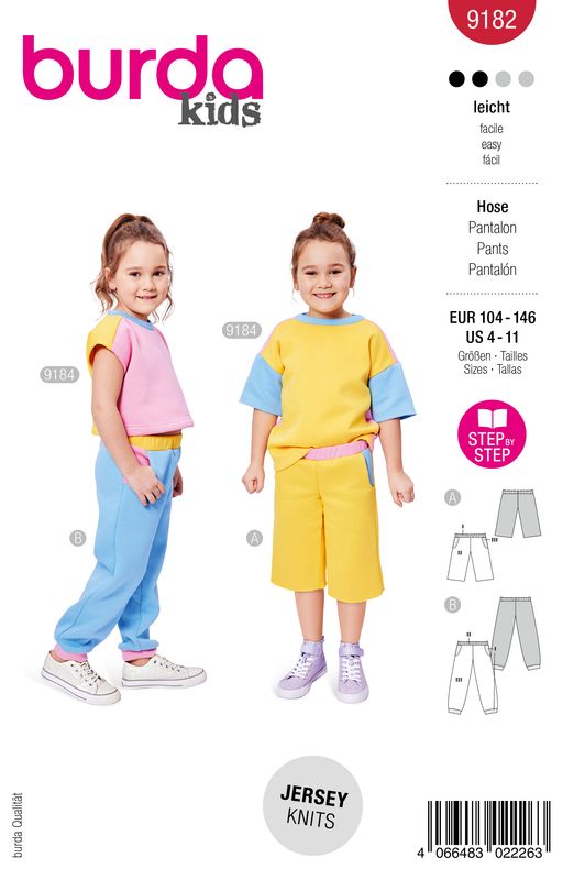 👖 Burda Kids 9182 Joggingbyxor &amp; Shorts (104–146)