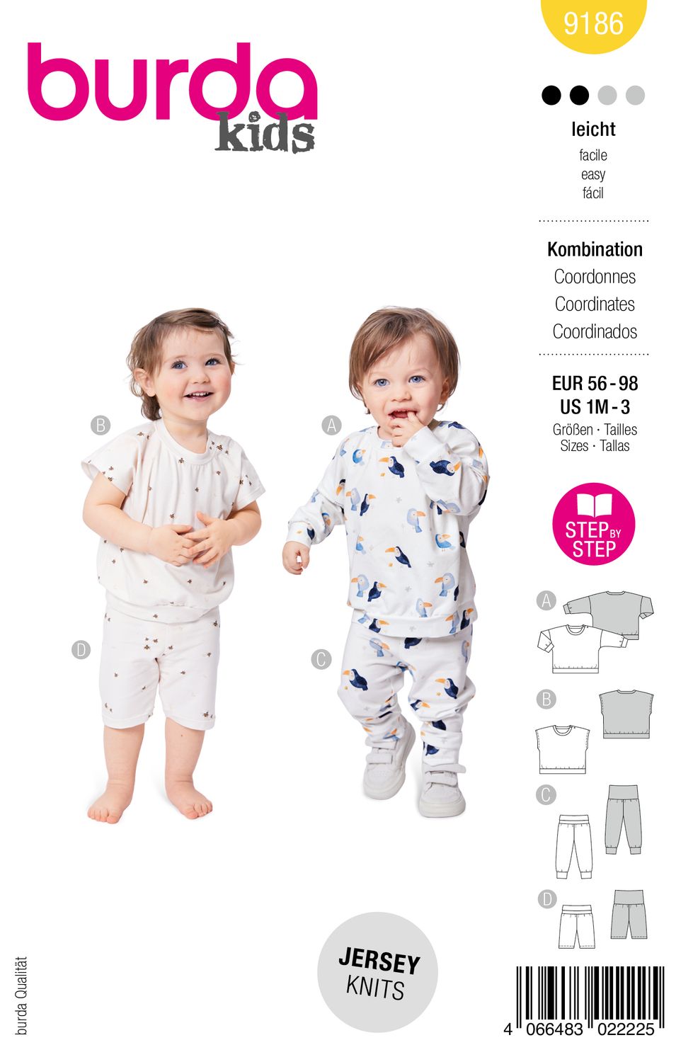 👶 Burda Kids 9186 Babyset – Tröjor &amp; Byxor (56–98)