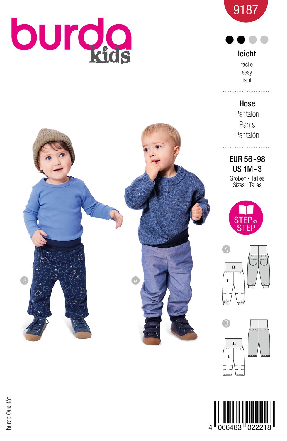 👶 Burda Kids 9187 Babybyxor med Mudd (56–98)