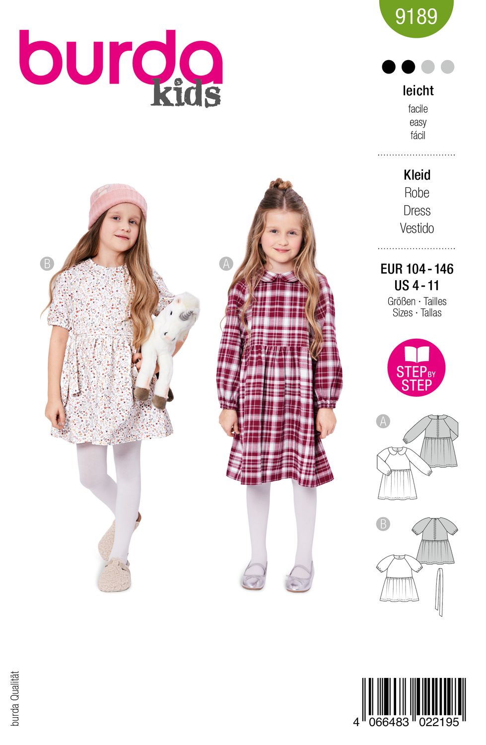 👗 Burda Kids 9189 Flanellklänning &amp; Sweatklänning (104–146)