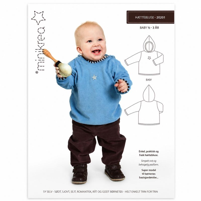 ⭐ Minikrea 20201 – Tröja med luva Baby ½–3 år