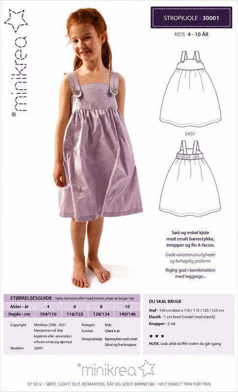 👗 Minikrea 30001 – Hängselklänning för barn (4–10 år)