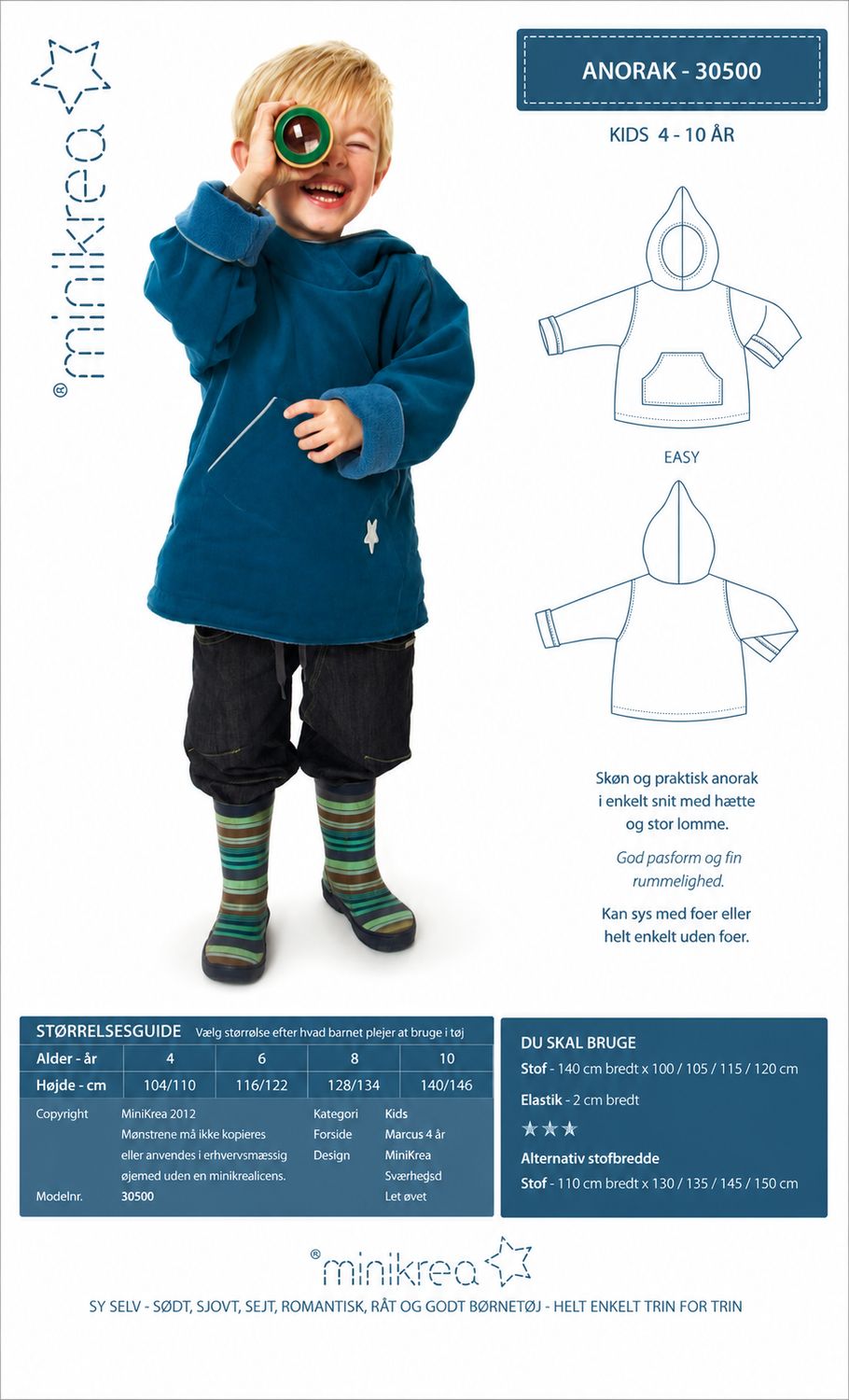 🧥 Minikrea 30500 – Anorak med huva (Barn 4–10 år)