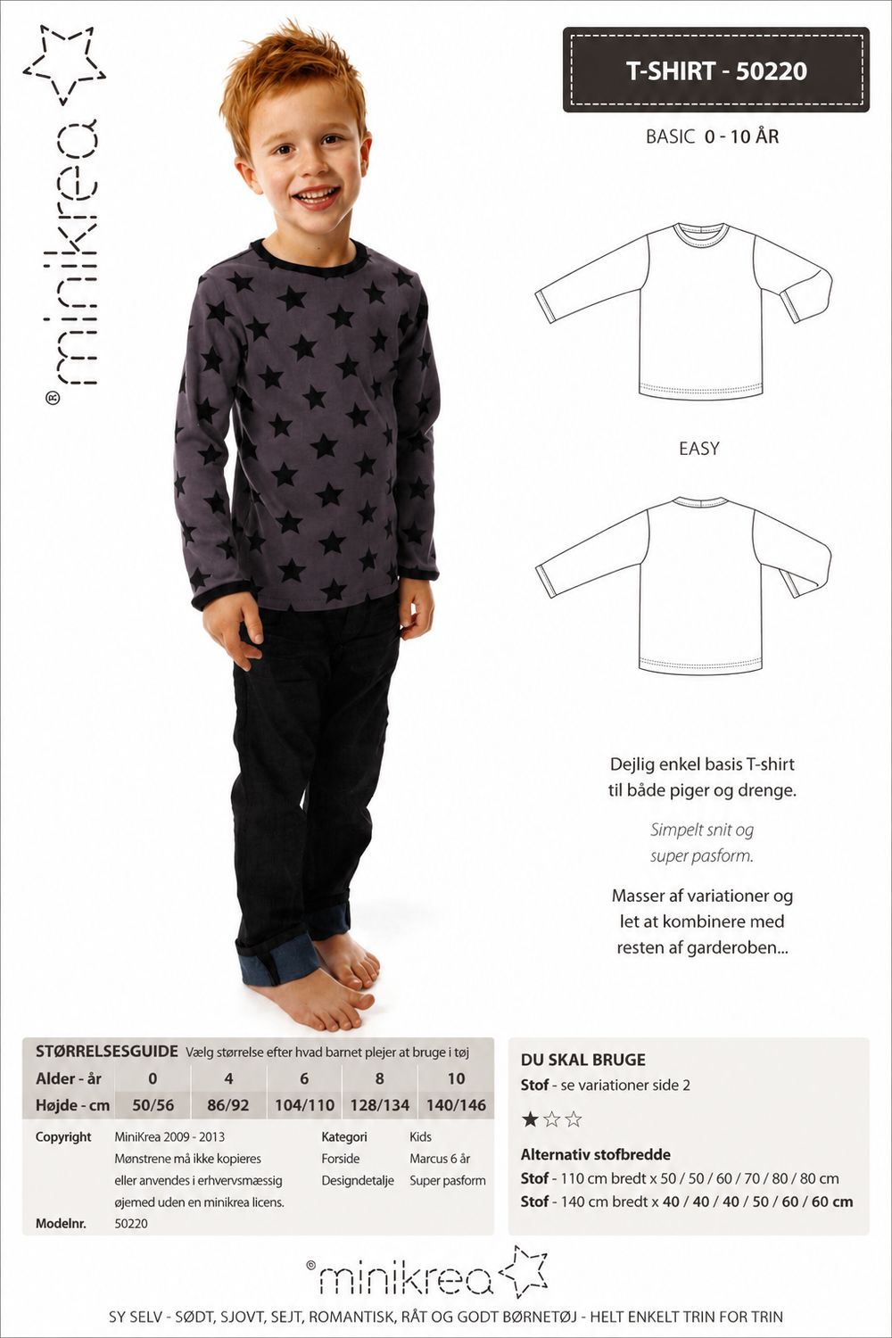 👕 Minikrea 50220 – T-shirt Barnsymönster (0–10 år)