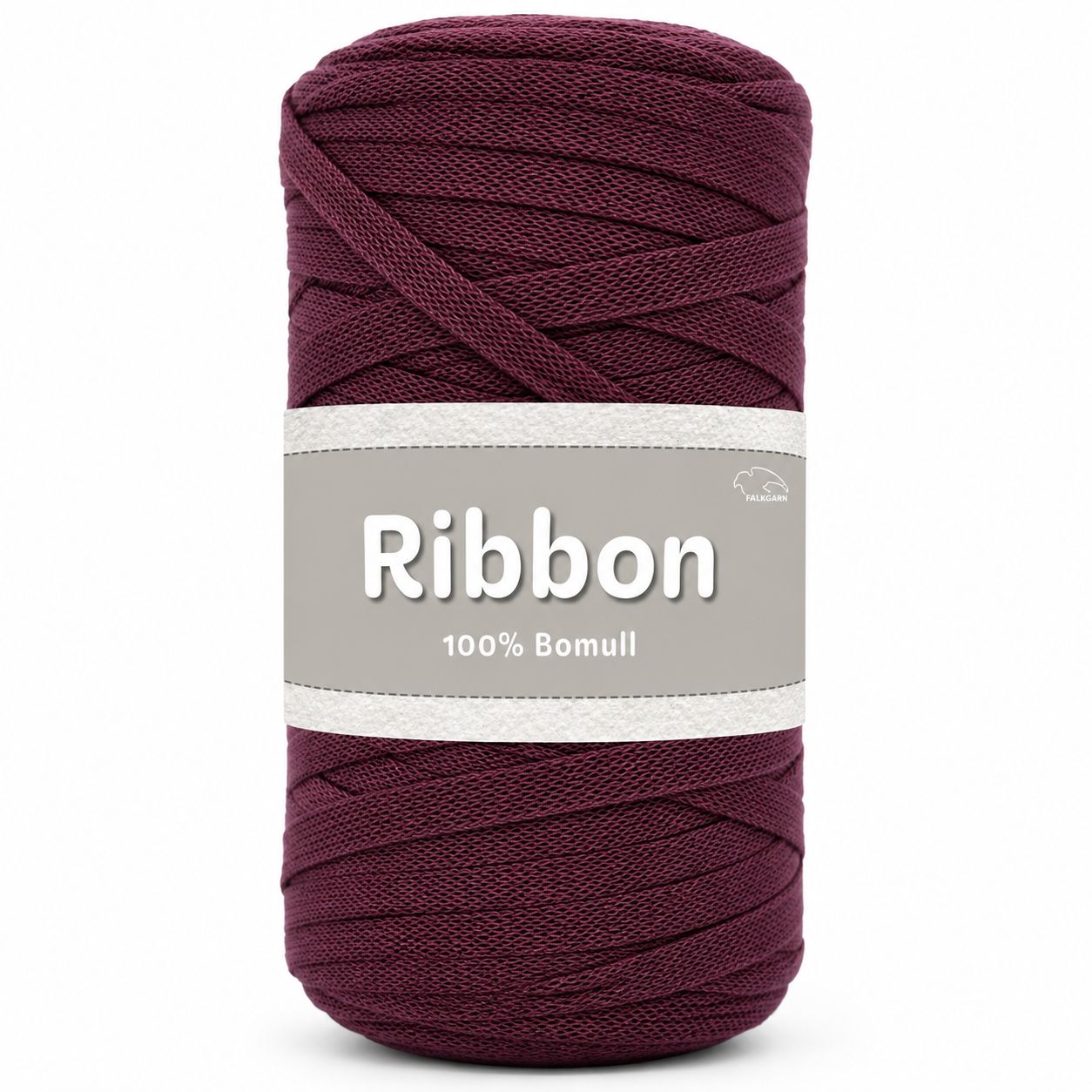 🧶 Falkgarn Ribbon Bandgarn 250 g – 113 Vinröd