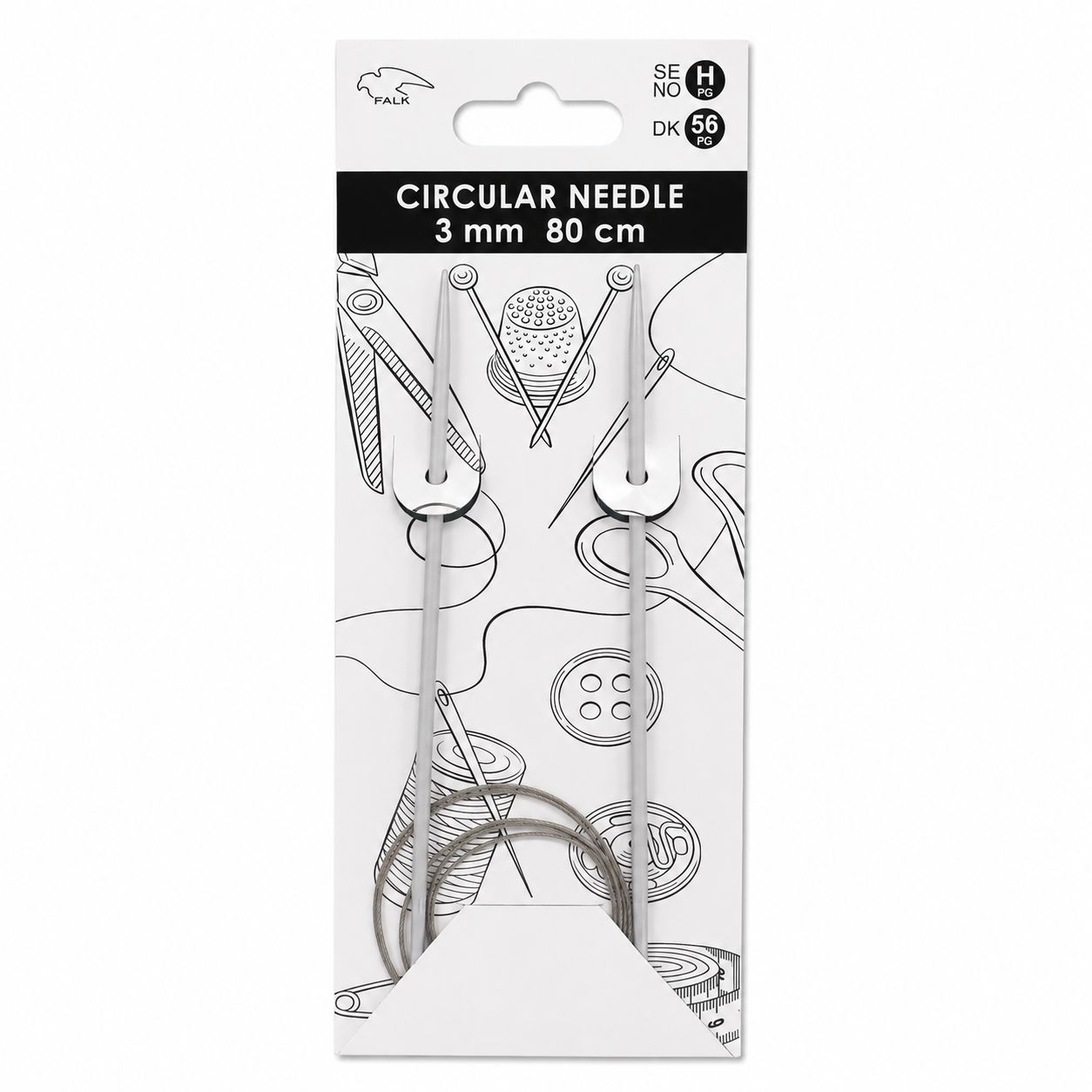 🧶 Falk Rundsticka 80 cm – 3 mm