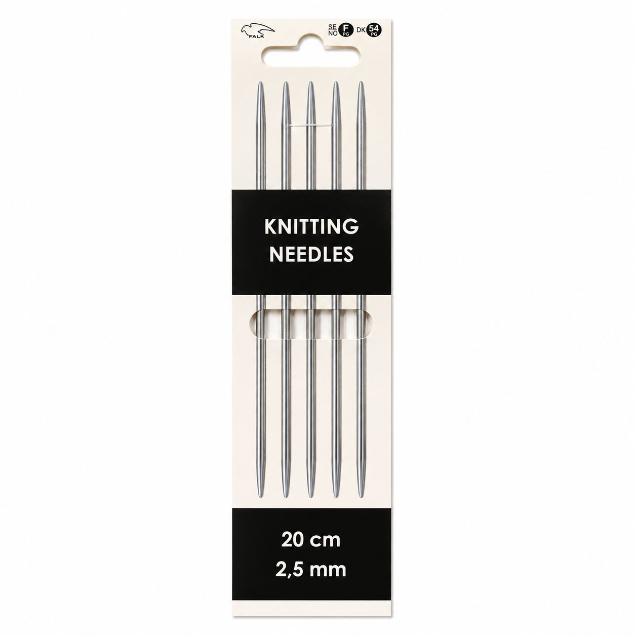 🧦 Falk Strumpstickor Aluminium 20 cm – 2,5 mm