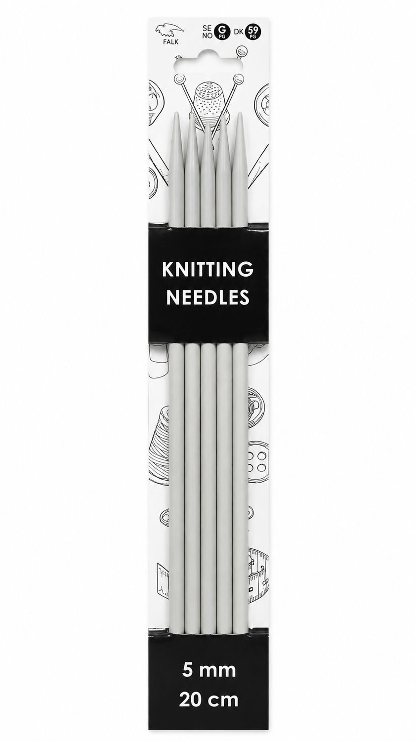 🧦 Falk Strumpstickor Aluminium 20 cm – 5 mm