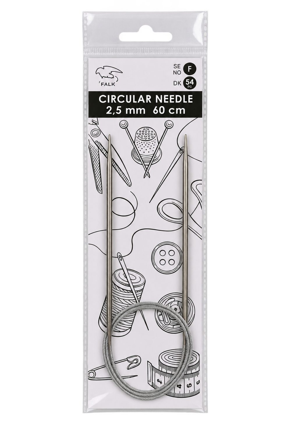 🧶 Falk Rundsticka 60 cm – 2,5 mm