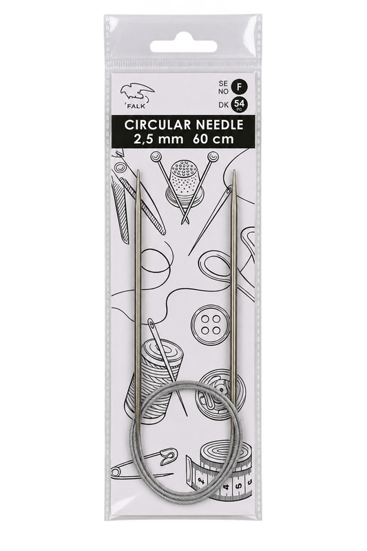 🧶 Falk Rundsticka 60 cm – 2,5 mm